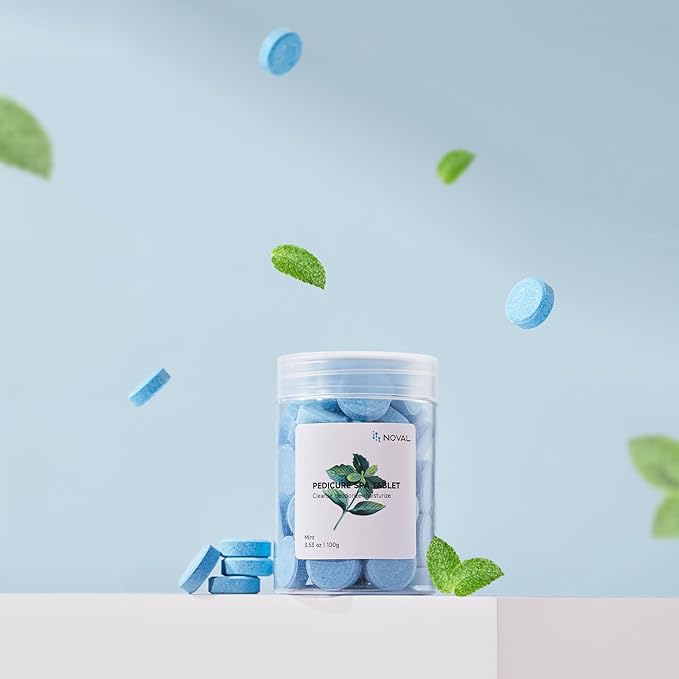 NOVAL Pedicure Spa Tablets, Blue Mint Foot Soak for Pedicure Bowl, Foot Bath and Salon Home Use, 100g
