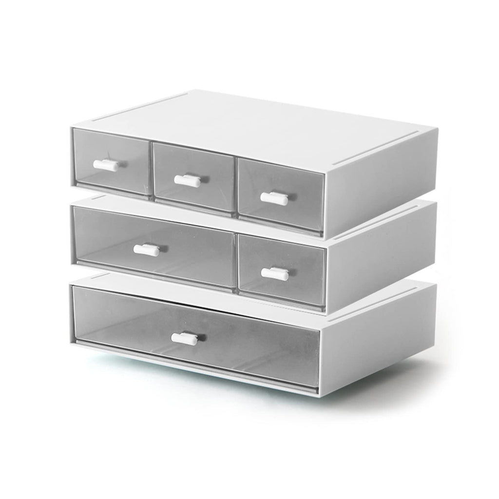 MILULUGO Desk Organizer with 6 Drawers, Makeup Organizer, Plastic Cosmetic Organizer, Bathroom Organization Boxes, Desktop Storage Box(White)