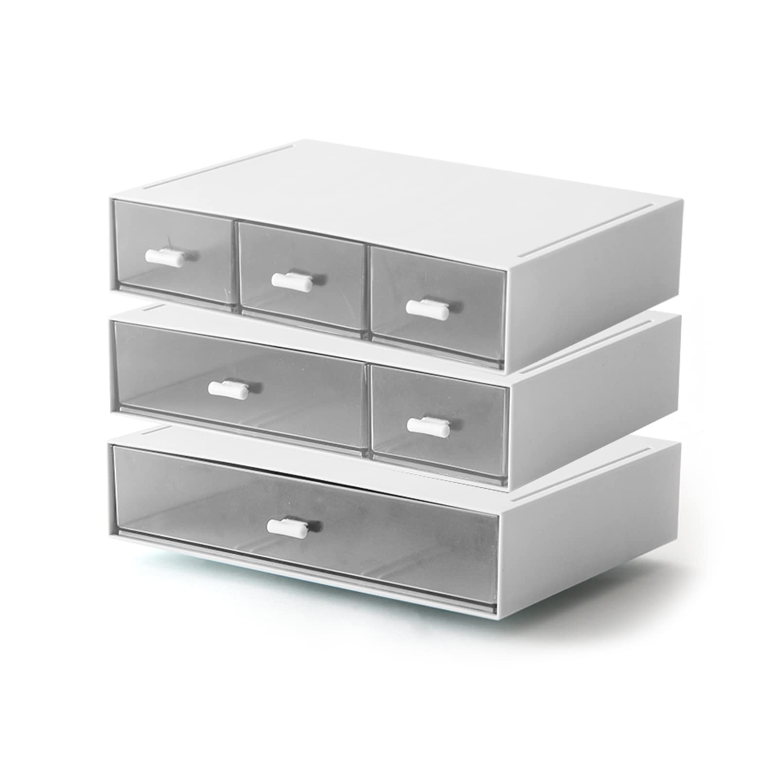 MILULUGO Desk Organizer with 6 Drawers, Makeup Organizer, Plastic Cosmetic Organizer, Bathroom Organization Boxes, Desktop Storage Box(White)