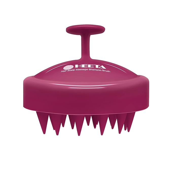 HEETA Scalp Massager Hair Growth, Soft Silicone Scalp Scrubber Shampoo Brush for Exfoliation, Dandruff Removal Head Massage Stress Relax, Wet & Dry Use for Thick Thin Curly Hair Care, Red