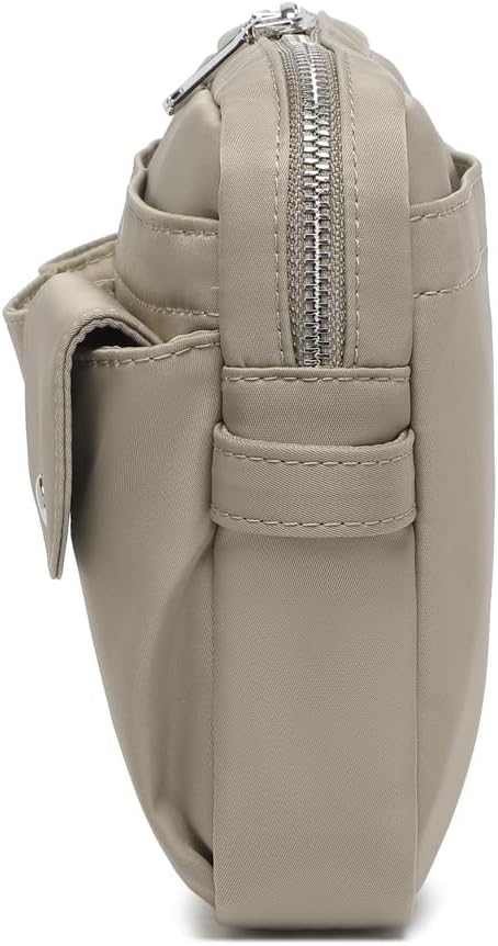 Storage Bag-arge Cosmetic Bag for Women Travel Makeup Bag Zip Up Bag Pure Cotton Canvas Can be Suspended (Khaki)