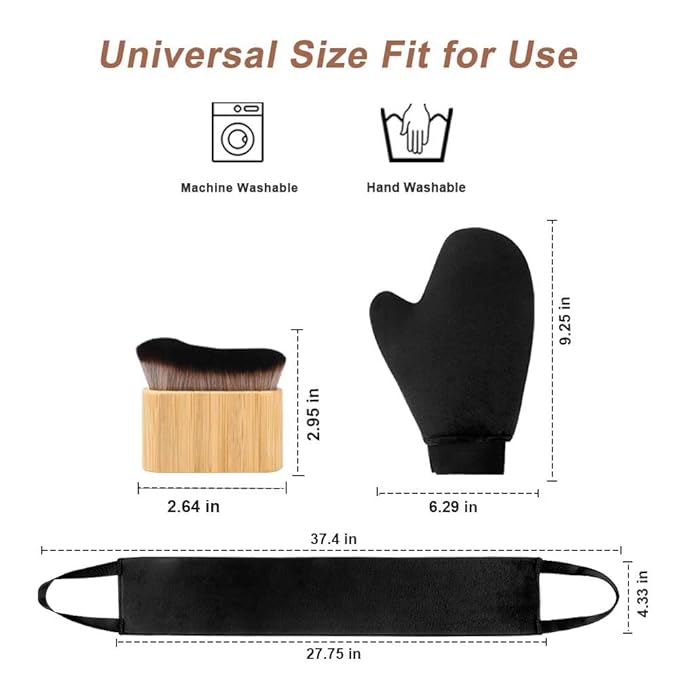 3 in 1 Self Tanning Mitts Self Tanner Mitt Tanning Glove Self Tan Mitt Back Self Tanning Brush for Self Tanner Brush Self Tanner Back Applicator Back Tanning Applicator