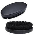 Beard Brush for Men, Natural Boar Bristles, Black Oval Wave Brush, Warp Resistant Wood Handle, for Fuller Thicker Hair, Beard & Mustache Growth, Exfoliation (Black)