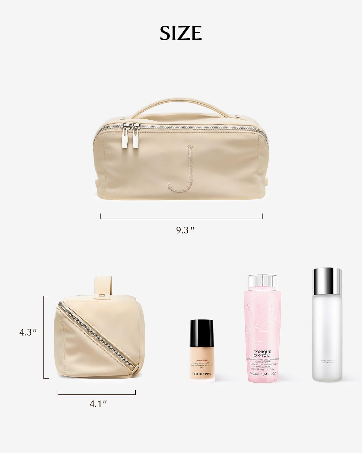 EACHY Personalized Makeup Bag, Travel Cosmetic Bags for Women with Zipper & Handle, Christmas or Birthday Gift for Mom, Wife and Friends