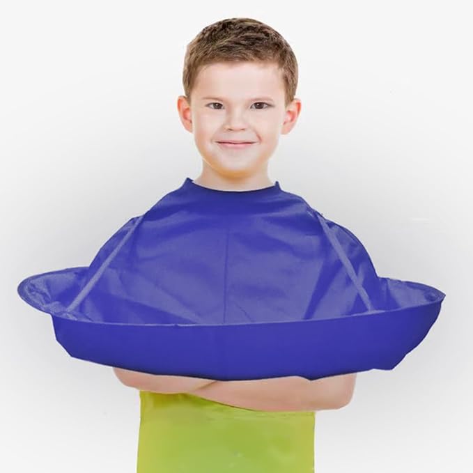 Hair Cutting Capes for Men, Umbrella Barber Cloak Cape for Home & Salon Use, Anti-static, Adjustable Neck Size (White)