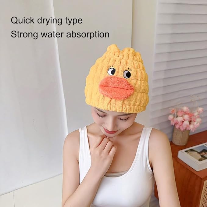 NAWPHEKI 2-Pack Ultra Absorbent Boys Duck Hair Dry Wrap Towel, Cute Animal Quick Drying Cap for Kids, New Microfiber Hair Towel Wrap Dry Turban Soft Plopping Head Towels Shower Cap