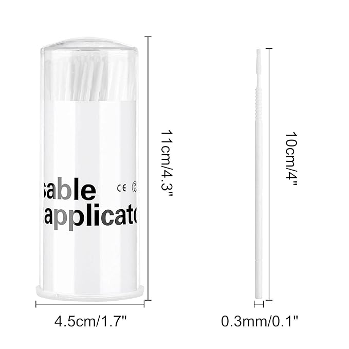 Dming 200 Pieces Disposable Micro Brush Applicator Microswabs for Eyelash Extension Removing Tools, Mini Cotton Swab Brushes for Makeup and Personal Care (White)