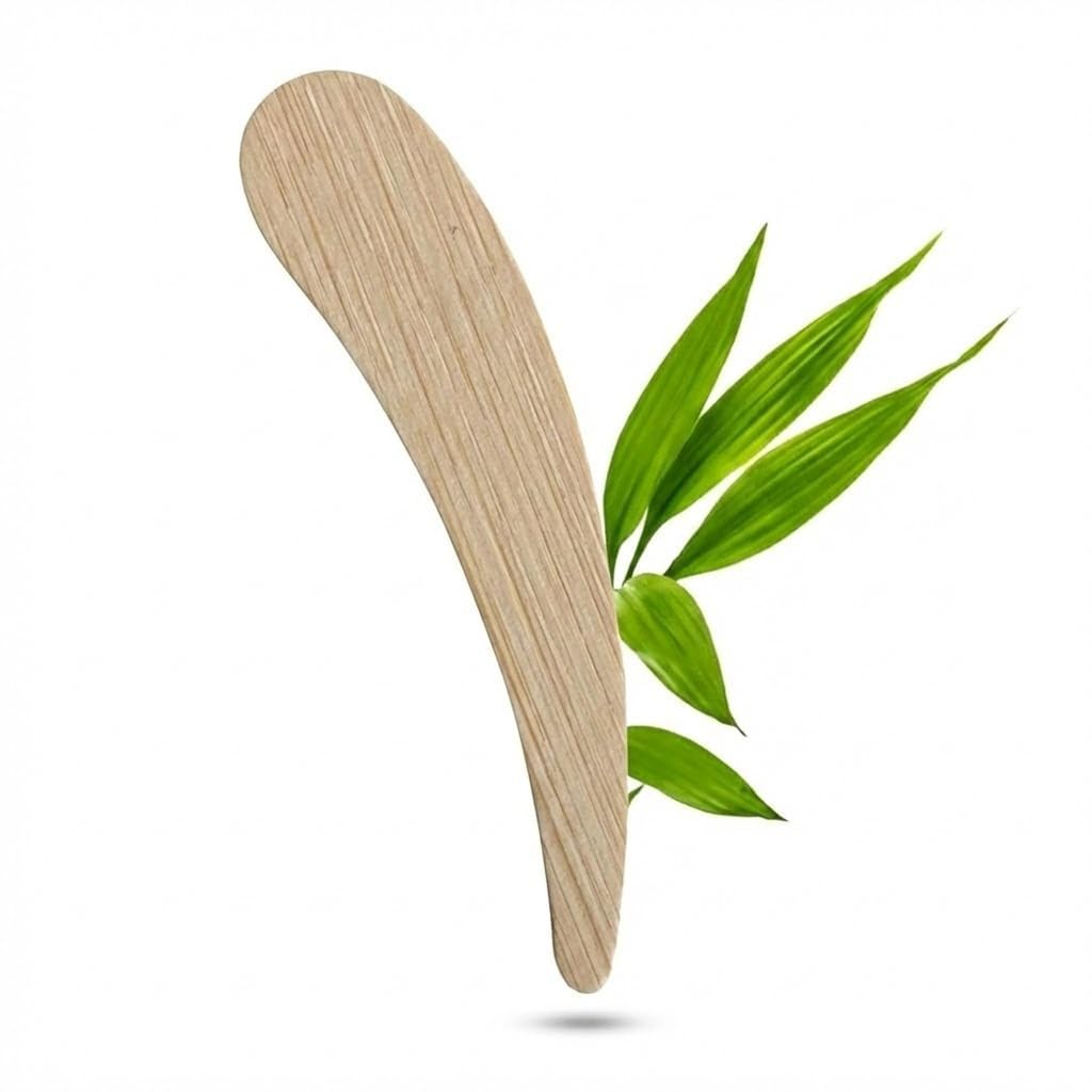 Bamboo 50-pack 1.3×6cm Cosmetic Facial Makeup Spoon Spatula Mini Makeup Spatula, Biodegradable Compostable Cosmetic Spatulas Spoon, Skincare Cream Scoop Applicator Facial Massage Beauty Tools BPA FREE