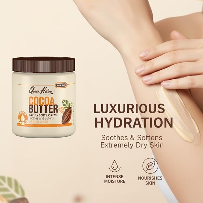 Queen Helene Cocoa Butter Creme – Extra Rich Moisturizing Cream that Softens, Nourishes & Restores Dry Skin Comfort | 15 oz | Pack of 4