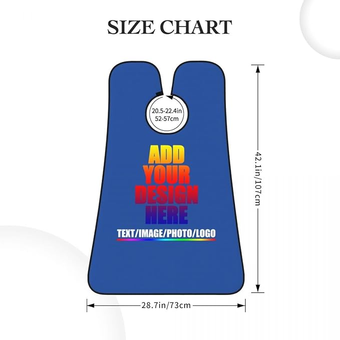 Personalized Custom Beard Bib Apron Design Your Photo Text Logo Beard Hair Catcher Non-Stick Beard Shave Capes for Trimming Shaving Royal Blue