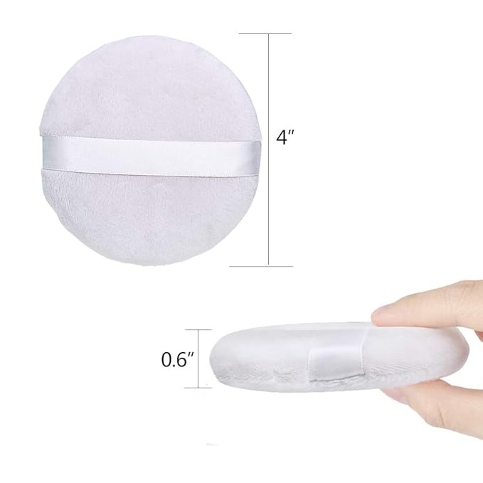 Topwon 4 Inch Powder Puff, Washable Large Body Powder Puff for Face Cleaning,Makeup & Powder Foundation Blending - Soft & Furry