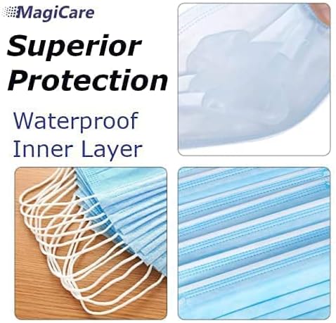 MAGICARE Made in USA Masks - Blue Disposable Face Masks - Medical Grade (ASTM Level 1) - Premium 3 Ply Face Masks Disposable - Comfortable, Soft, Breathable Face Mask for Adults - 50ct Box