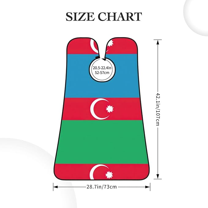 NOUZU Flag Of Azerbaijan Print Beard Bib Apron For Men, Beard Hair Catcher For Men Shaving Trimming,Beard Cape Cloth