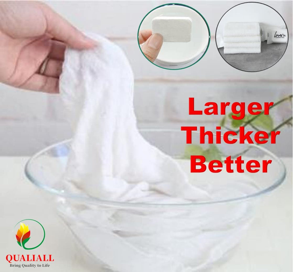 QUALIALL Compressed Washcloths Towels, Premium Disposable Wash Cloths for Travel Camping