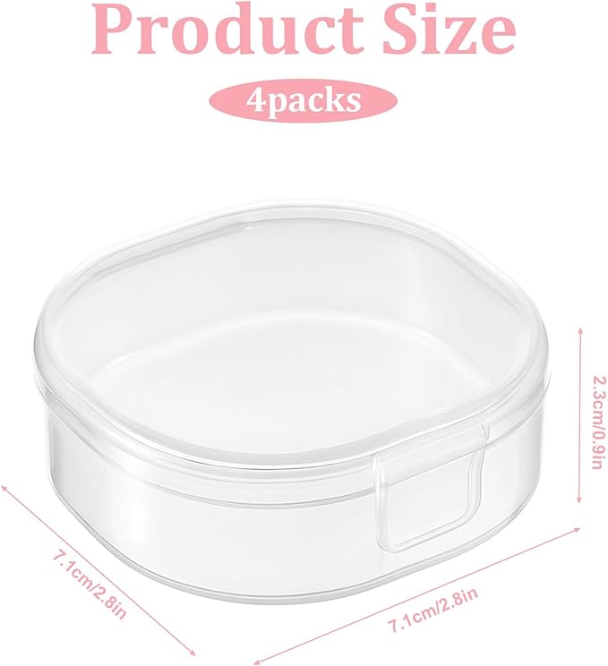 Yuomeaz 4 Pcs Cotton Round Holder, Square Powderpuff Cases Travel Cotton Round Conrainer Portable Cottons Rounds Dispenser for Women Girls Remover Cottons Ball Powderpuff Container Box