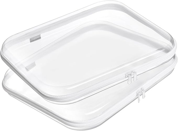 YQBRAO Clear Hard Shell Storage Organizer Set, 2-Pack, White