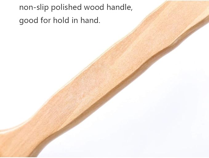 HiKin Dry Bath Body Brush 12.6", Long Handle Natural Bristles Shower Brush Back Scrubber with Anti-Slip Wooden Handle, Good for Exfoliating, Blood Circulation, Detox and Cellulite, etc.