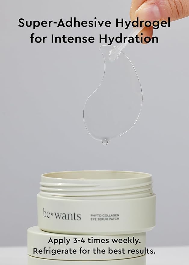bewants Under Eye Patches for Puffy Eyes, Korean Under Eye Mask with Vegan Collagen and Hyaluronic Acid, Patches for Dark Circles and Cooling, 60 pieces