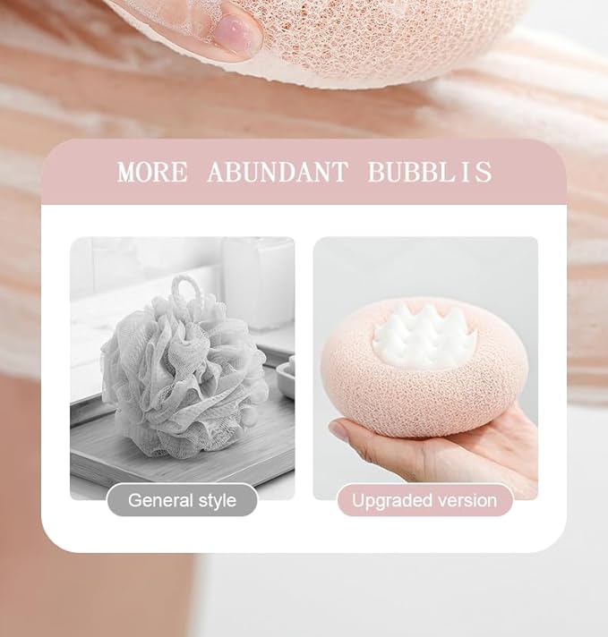 Bath Sponge, Suction Cup Bath Ball Body Scrubber, 2026 Upgraded 2-in-1 Sunflower Ball Exfoliating Bath Sponge Cleaning Brush, Mesh Shower Body Sponge Accessories for Women, Men Shower (3 Color)