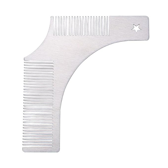 Beard Shaping Styling Tool with inbuilt Comb for Men, Men Beard Shaping Styling Template Comb Men's Beards Beauty Tool For Trimming Moustache Shave Comb Styling Tool(Silver)