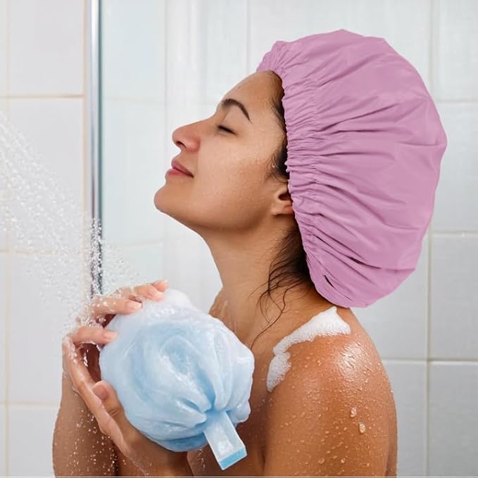Edoneery Reusable Shower Caps for Women, Waterproof Long Hair Bonnet