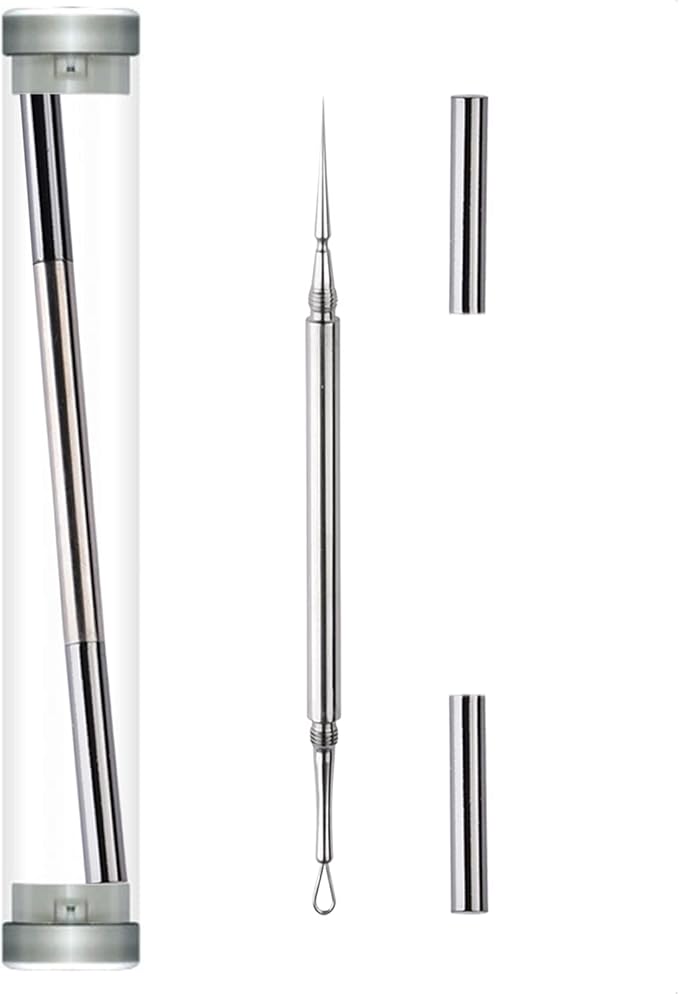 Professional Facial Milia Removal and Whitehead Extractor & Lancet - Double Ended Circle Loop & Sharp Needle Pimple Popper Tool - 2-in-1 Blackhead & Blemish Remover - Zit and Pimple Acne Removal
