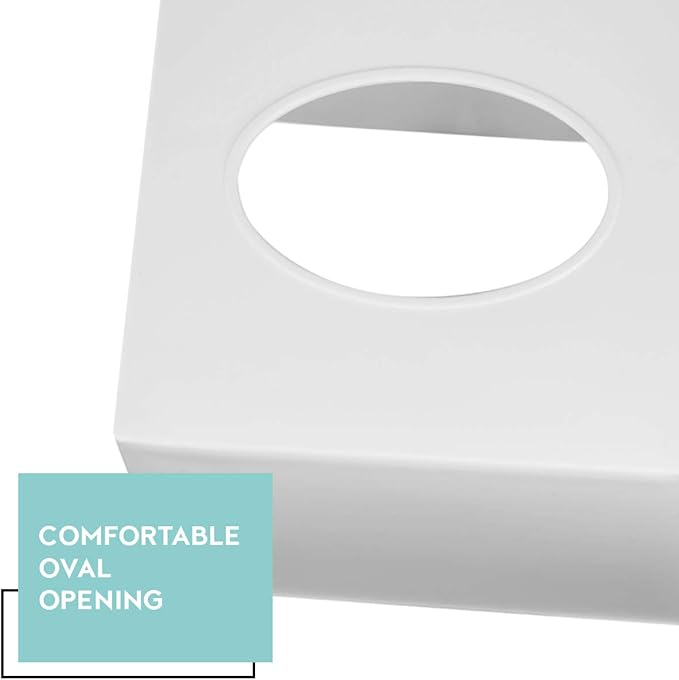 2 Pack White Tissue Box Cover – Square Tissue Box Holder for White Bathroom Accessories Countertop, Decorative Tissue Cover and Square Cube Holder for Modern Home, Office or Dresser Décor