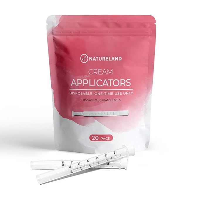Natureland Personal Applicators for Gels and Creams, Individually Wrapped Disposable Applicators with Smooth Comfort Tip, Daily Intimate Wellness Tool [20 Pack]