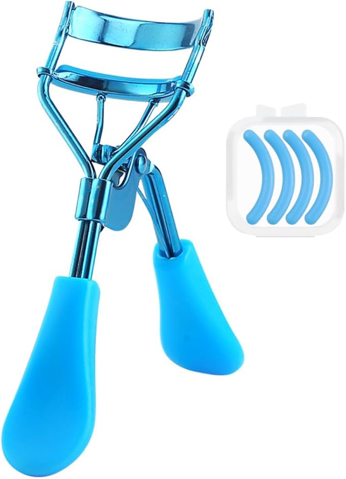 Blue Eye Lash Curler,Eye Lash Curler Makeup Eyelashes Tool to Curl and Lifted Lashes Eye,Eyelash Curlers for Women Eyelash Curler with 4 Replacement Refill Pads Lash Curler Premium Quality,Eye
