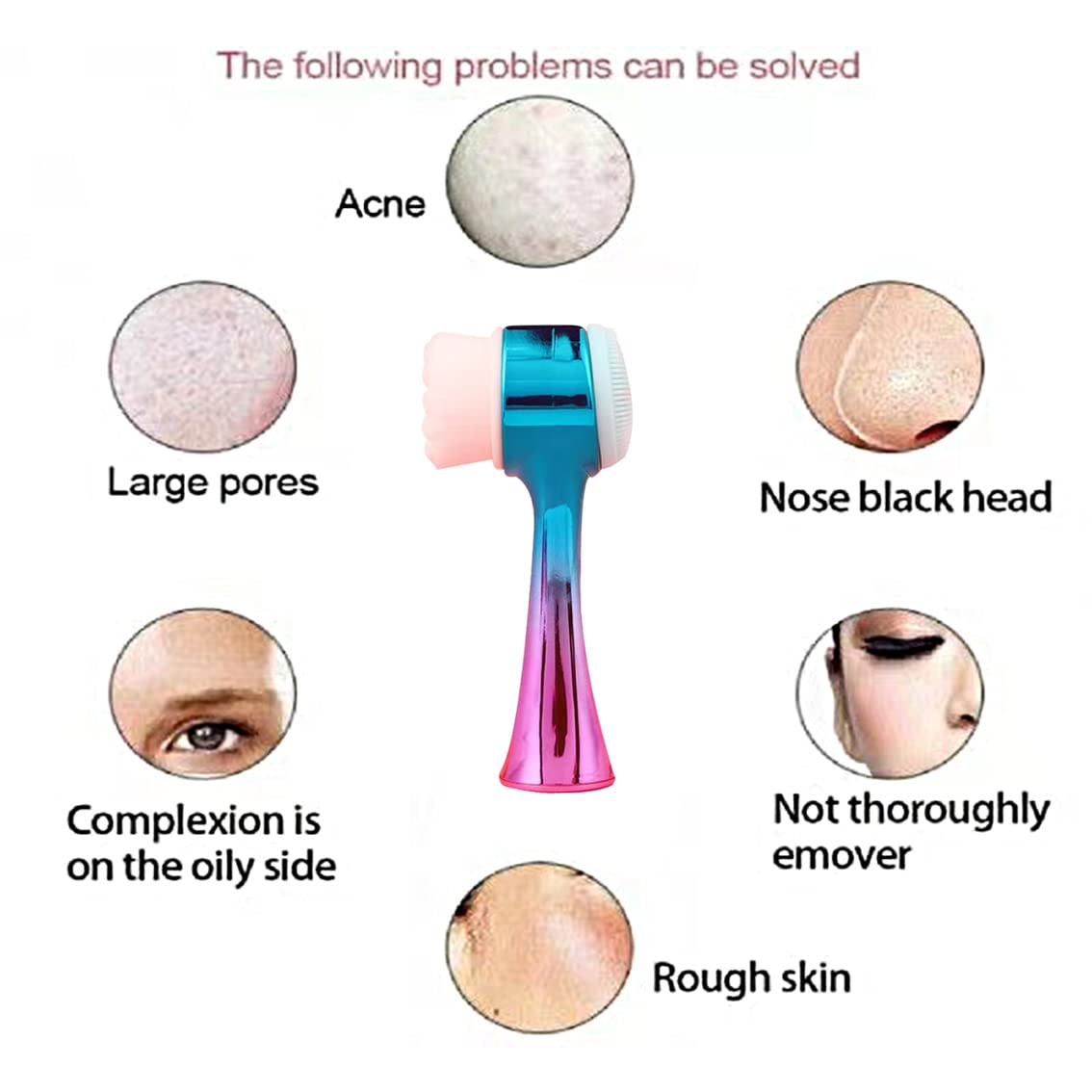 Facial Cleansing Brush 2 in 1Double-Sided Facial Cleaning Brush with Soft Bristles for Deep Pore Exfoliation, Wash Makeup, Massaging (Green)