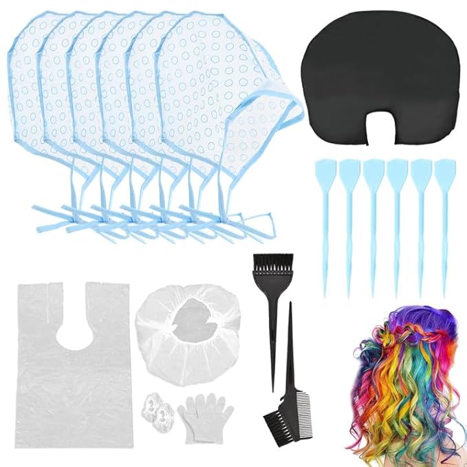 35 PCS Highlight Cap with Hooks, Highlight Caps for Hair, Gorro Para Hacer Rayitos En el Cabello, Highlighting Cap Kit with Hook Salon Hairdressing Dyeing Staining Tools for Women Men