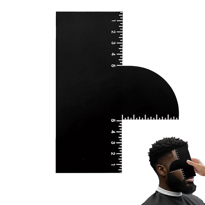 Ocoullow Enhancement Card for Barbers with Measurement Indicators, Reusable Hairline Shaping Tool, Color Spray Edge Line Up Tool, Barber Accessories for Precise Hairline & Beard Styling - Black