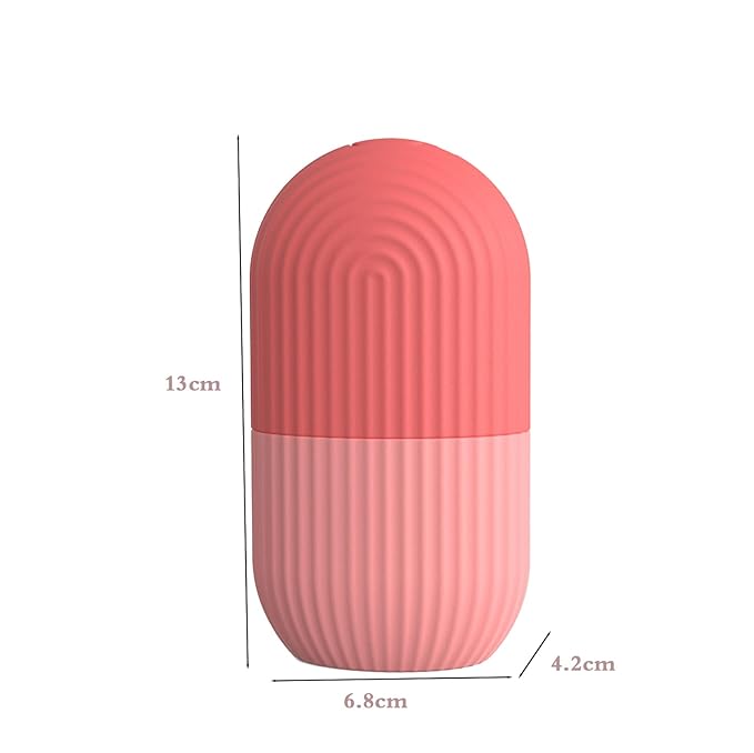 Joyeee Ice Face Roller, Reusable Silicone Mold Face Massage Eye Facial Beauty Skin Care Tools Apply Ice for Shrink Pores Anti Wrinkle Reduce Puffiness Improve Skin Elasticity, Striped, Pink