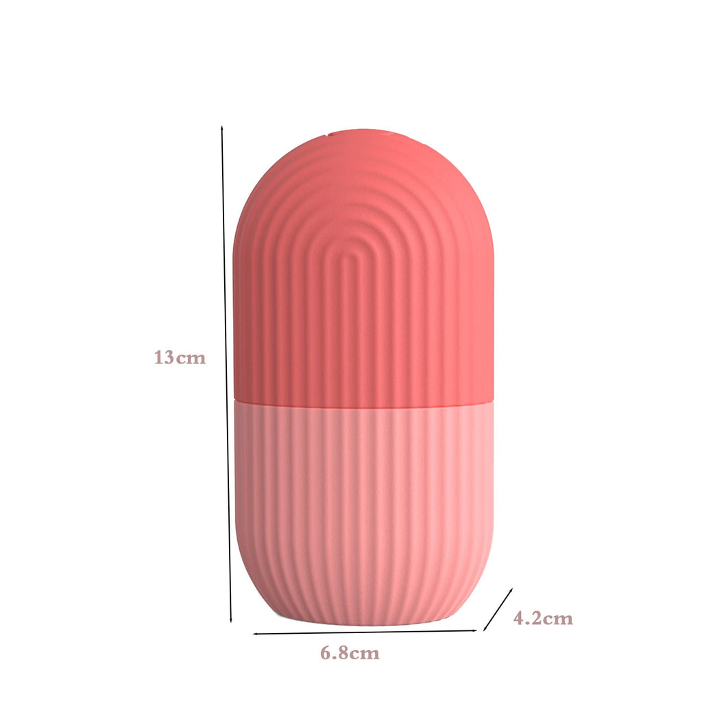 Joyeee Ice Face Roller, Reusable Silicone Mold Face Massage Eye Facial Beauty Skin Care Tools Apply Ice for Shrink Pores Anti Wrinkle Reduce Puffiness Improve Skin Elasticity, Striped, Pink