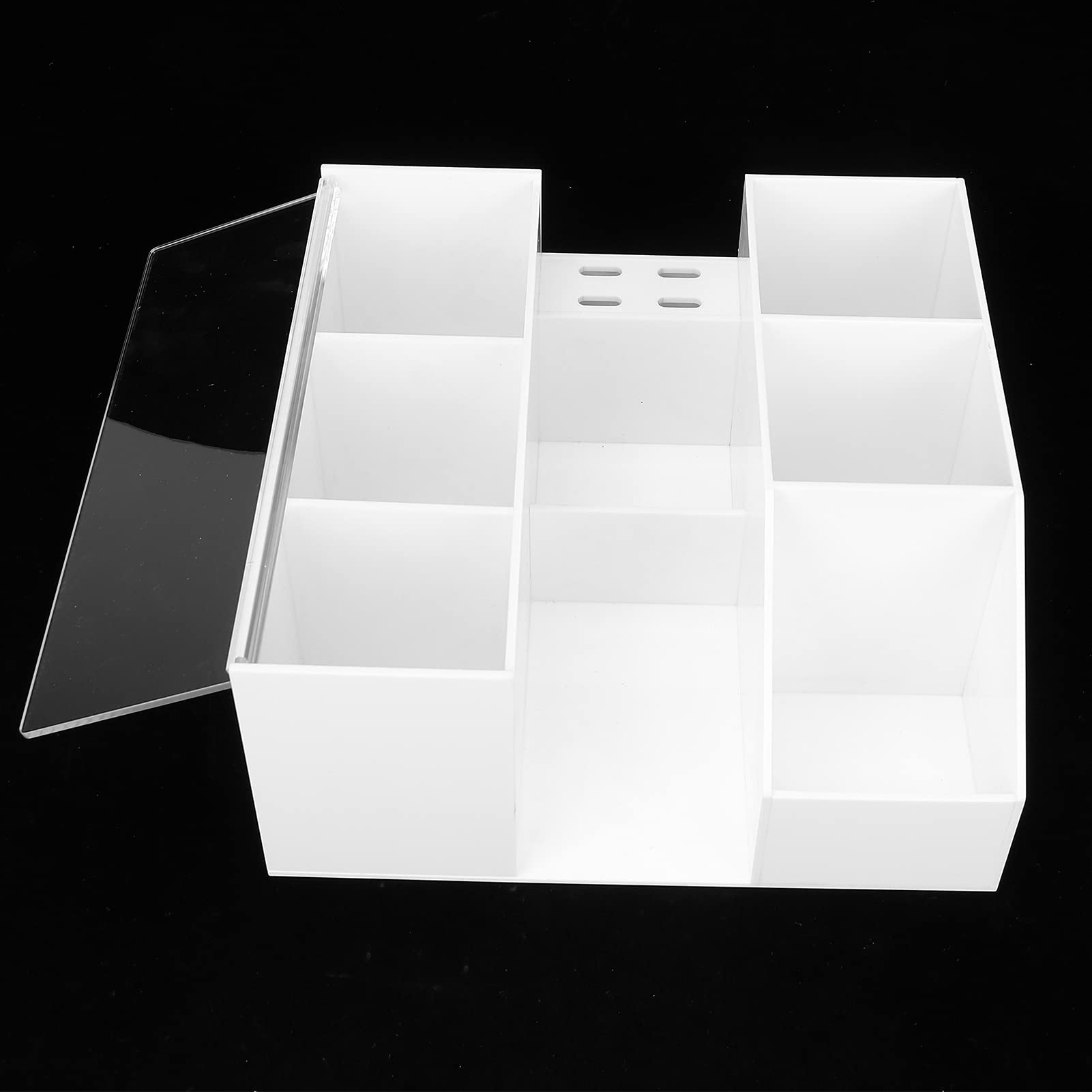 Sisiter Eyelash Beauty Organizer, Acrylic Eyelash Grafting Tool Storage Beauty Tool W/Tweezers Holder Display Boxes for Home Eyelash Salon (White)