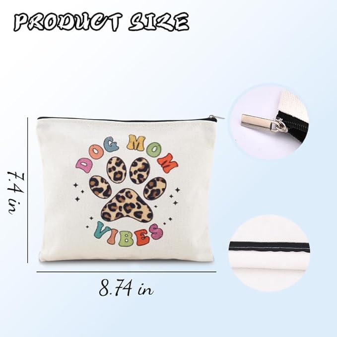Sisadodo Dog Mom Gifts Bag for Women Travel Cosmetic Makeup Toiletry Bags for Dogs Lovers Brithday Christmas Gift for Dogs Mom Canvas Bag Organizer Pouch Dog Things Bag with Zipper