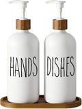 Dish Soap Dispenser for Kitchen,Glass Hand Soap Dispenser, Modern Farmhouse Decorfor Bathroom,Kitchen Decor