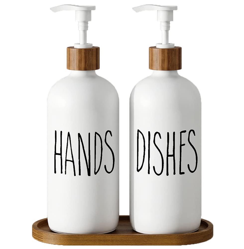 Dish Soap Dispenser for Kitchen,Glass Hand Soap Dispenser, Modern Farmhouse Decorfor Bathroom,Kitchen Decor