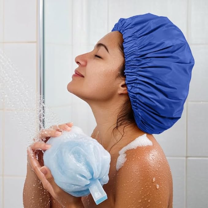Edoneery Reusable Shower Caps for Women, Waterproof Long Hair Bonnet