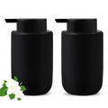 Black Soap Dispenser Set- Modern Ceramic Hand Dish Soap Dispenser for Bathroom Refillable Liquid Lotion Soap for Farmhouse Kitchen Decor Dish 2 Pack