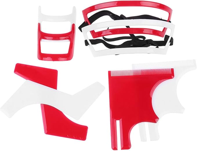 Beard Shaping Tool Kit Neckline Shaving Template Guide Set for Men Hair Styling Red, Beard Trimmer Template Guide, STANDARD