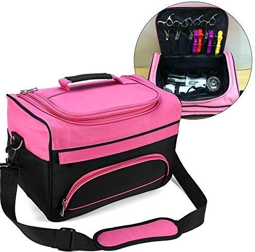 BOOFIRE Professional Cosmetics Beauty Hairdressing Styling Bag, Multi-functional Hair Makeup Salon Hairdresser Toiletry Organizer Tool Bag Case Holder Box with Strap for Hair Stylist Shoulder Carrying