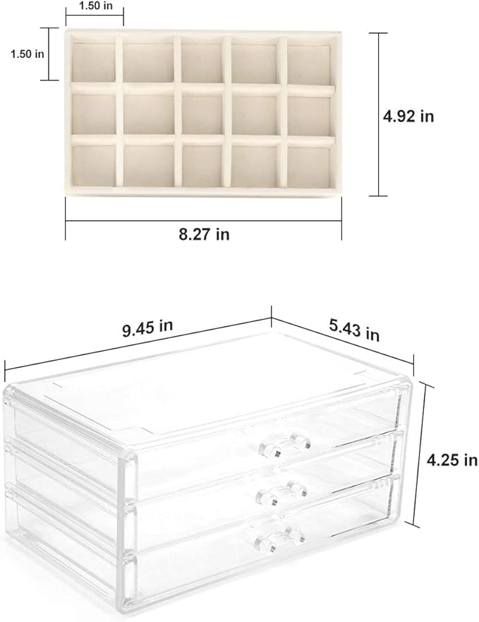 FEISCON Acrylic Jewelry Organizer Makeup Cosmetic Storage Organizer box