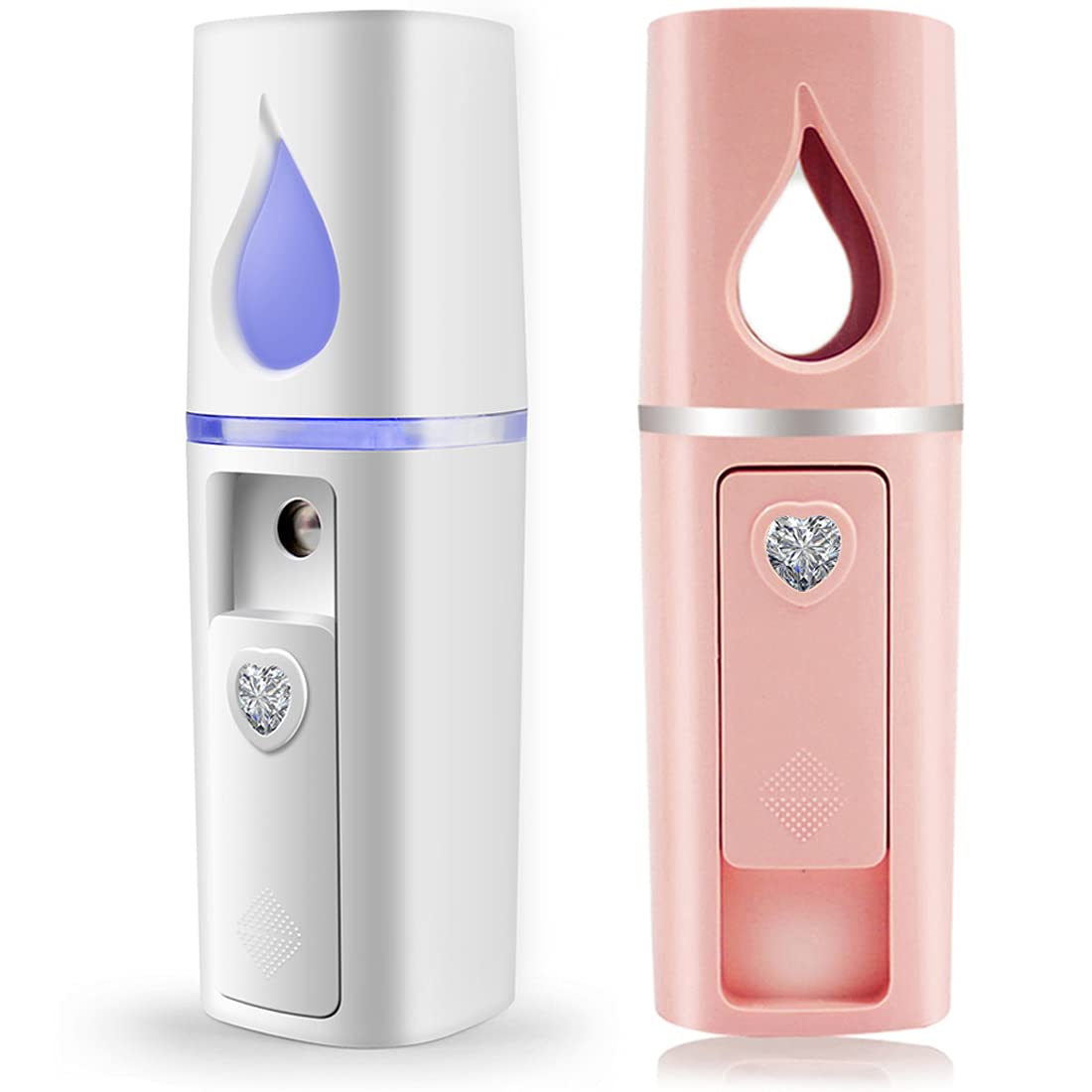 Portable Nano Facial Mister Mini Facial Steamer Atomization Eyelash Extensions with Mirror & 20ml Visual Water Tank (White)