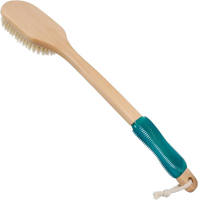 OWIIZI Long Handle Back Scrubber for Shower Wooden Curved Body Scrub Brush
