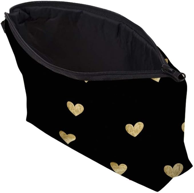 Aiphamy Cute Travel Makeup Bag Cosmetic Bag Small Pouch Gift for Women (Brushed Gold Heart)