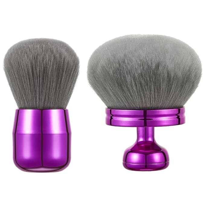 9 9PINE 2-in-1 Oversized Body Brush & Kabuki Makeup Brush Set - Ultra Soft for Self Tanner, Body Foundation, & Facial Makeup - Ergonomic Handle for Women, Travel Pouch & Gift Box (Purple)