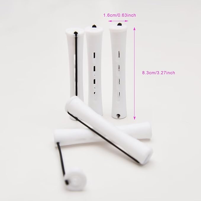 40PCS Perm Rods For Short Long Hair Plastic White Perm Rods For Natural Hair Curling Roller Accessories For Women