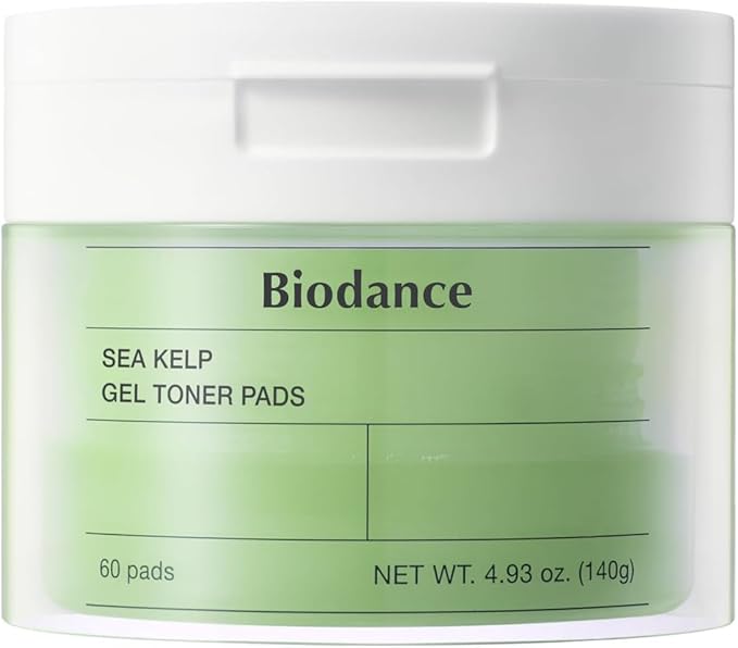Biodance Sea Kelp Gel Toner Pads, Calming Toner Pads for Sensitive Skin, Oil & Sebum Control, Refreshing Blemish Care, Pre-Soaked Pads, Korean Skin Careㅣ60 Pads