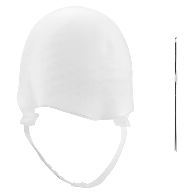 Silicone Highlight Hair Cap with Needle, Reusable Hair Highlighting Cap for DIY Hair Dyeing - Professional Styling Tools Adjustable Hair Dye Hatfor Salon-Quality Highlights